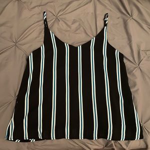 Size Medium Cotton On Black Striped V-Neck Tank Top